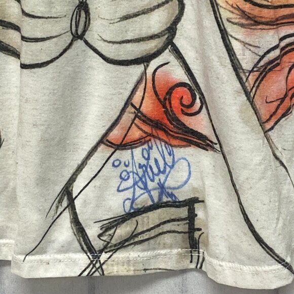 Disney Parks Princess Signed Short Sleeve Ariel Linen Blend Tee Cream Natural - Picture 11 of 13